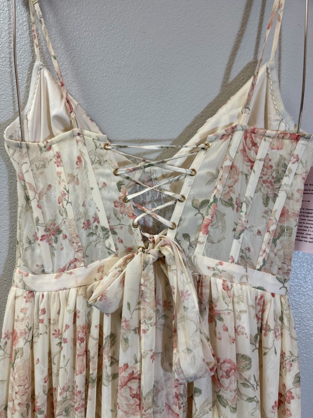 V. Chapman Floral Corset Maxi Dress Lace Up Back Ruffle Hem Size 8 NWT - Picture 10 of 17